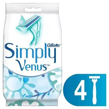 Одноразовая женская бритва Gillette Venus (Жиллетт Винус) Simply 2, 4 шт.