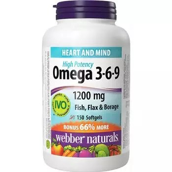 Омега 3-6-9 1200мг Webber Naturals капсулы 1610мг 150шт