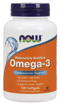 Омега-3-1000мг Now/Нау капсулы 1382мг 100шт