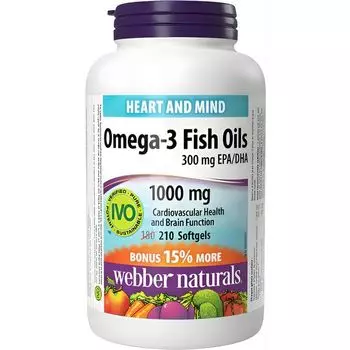 Омега-3 рыбий жир 1000мг Webber Naturals капсулы 1460мг 210шт