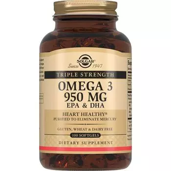 Омега-3 тройная ЭПК и ДГК Solgar/Солгар капсулы 950мг 100шт