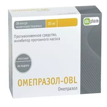 Омепразол-OBL капсулы кишечнорастворимые 20мг 28шт