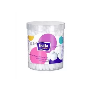 Палочки ватные в пластиковой круглой коробке Cotton Bella/Белла 100шт