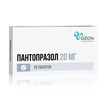 Пантопразол таблетки п/о кишечнораств. 20мг 28шт