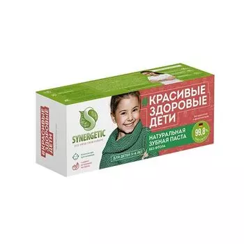 Паста зубная детская клубничка и банан, от 3 до 6 лет красная Synergetic 50г