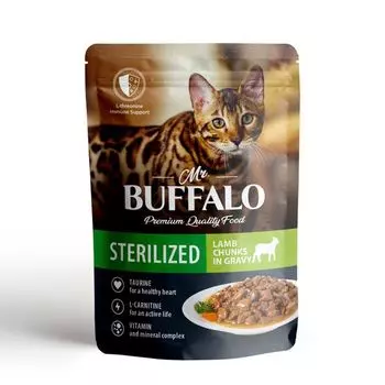 Пауч для кошек ягненок в соусе Sterilized Mr.Buffalo 85г