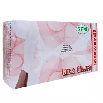 Перчатки латексные нестерильные неопудренные текстурированные цвет натуральный SFM 100шт р.M (534427)