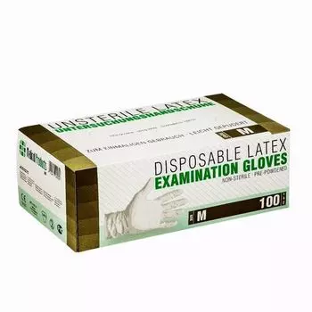 Перчатки диагностические латексные нестерильные опудренные SF Medical/СФ Медикал 50 пар р.M