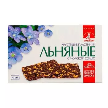 Пластинки льняные хрустящие с морской солью биокор 30 шт