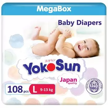 Подгузники Megabox YokoSun 9-13кг 108шт р.L