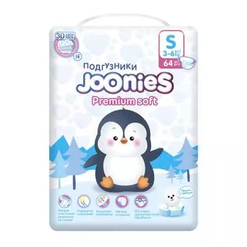 Подгузники Premium Soft Joonies/Джунис 3-6кг 64шт р.S
