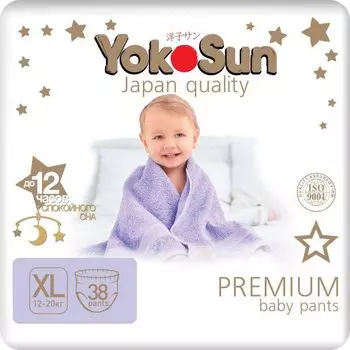 Подгузники-трусики детские Premium YokoSun 12-20кг 38шт р.XL