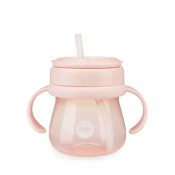 Поильник с трубочкой и ручками розовый Happy Baby/Хэппи Беби 250мл