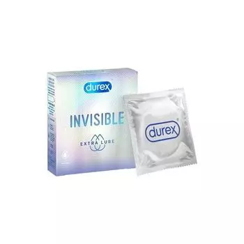 Презервативы из натурального латекса Extra Lube Invisible Durex/Дюрекс 3шт