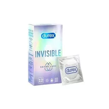 Презервативы из натурального латекса Extra Lube Invisible Durex/Дюрекс 12шт