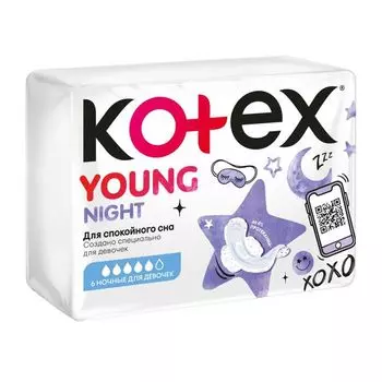 Прокладки для девочек ночные Young Kotex/Котекс 6шт