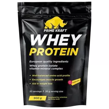 Протеин сывороточный со вкусом Малина Whey Primekraft/Праймкрафт дойпак 900г