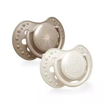 Пустышка силиконовая динамическая бежевая 3-6 мес. Harmony Lovi/Лови 2шт