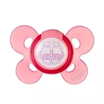 Пустышка силиконовая котики 6-12мес chicco physio comfort