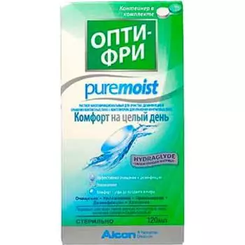 Раствор+контейнер для ухода за контактными линзами PureMoist Опти-Фри 120мл