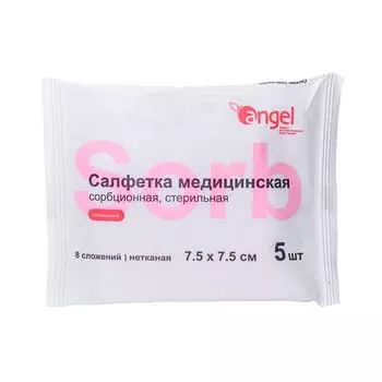 Салфетка медицинская нетканая сорбционная стерильная 8 сложений EversMed/ЭверсМед 7,5х7,5см 5шт