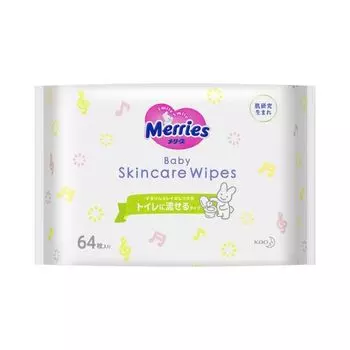 Салфетки детские влажные Flushable запасной блок Merries 64 шт.