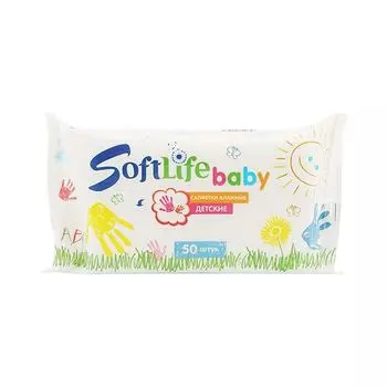 Салфетки влажные детские алоэ softlife/софтлайф беби 50шт