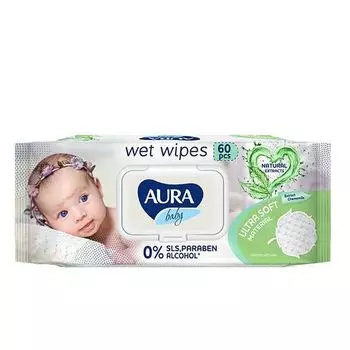 Салфетки влажные детские big-pack с крышкой Aura/Аура 60шт