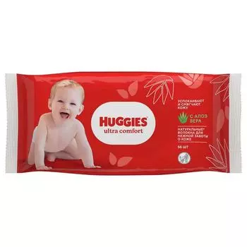 Салфетки влажные детские многослойные с алоэ Ultra Comfort Huggies/Хаггис 56шт