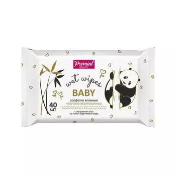 Салфетки влажные для детской гигиены неароматизированые Premial/Премиал 40шт