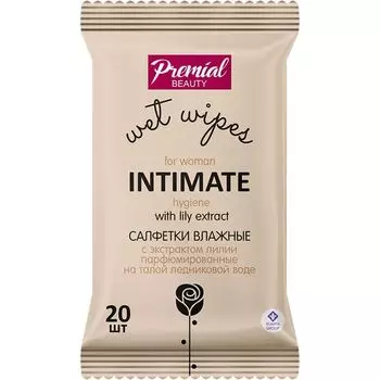 Салфетки влажные для интимной гигиены с экстрактом лилии женские Premial/Премиал 20шт