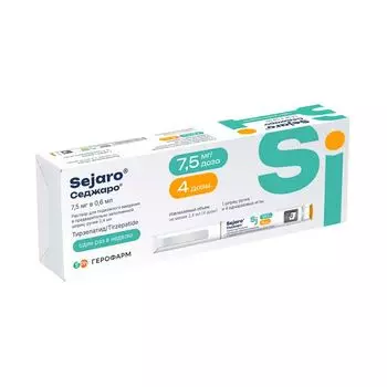 Седжаро раствор для п/к введ. шприц-ручка 7,5мг/доза 2,4мл+Игла 4шт