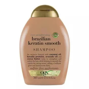 Шампунь OGX (О джи икс) разглаживающий для укрепления волос Бразильский кератин 385 мл