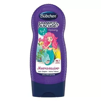 Шампунь, ополаскиватель и гель для душа детский Русалочка Bubchen/Бюбхен 230мл