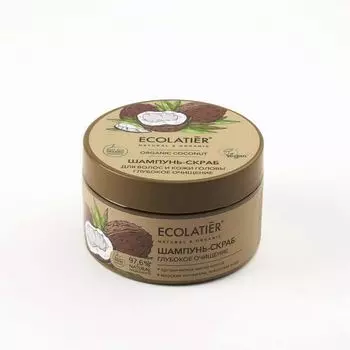 Шампунь-скраб для волос и кожи головы Глубокое Очищение Серия Organic Coconut, Ecolatier Green 300 г