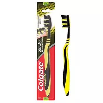 Щетка зубная средней жесткости древесный уголь Зиг Заг Colgate/Колгейт
