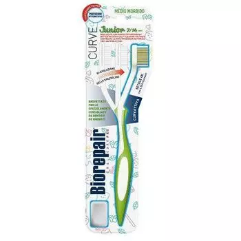 Щетка зубная средней жесткости изогнутая детская с 12 лет Junior Curve Biorepair/Биорепэйр