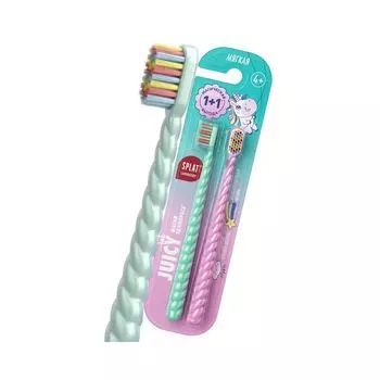 Щетка зубная мягкая детская с ионами серебра жемчужная с 4 лет UniMagic Juicy Lab Splat/Сплат 2шт