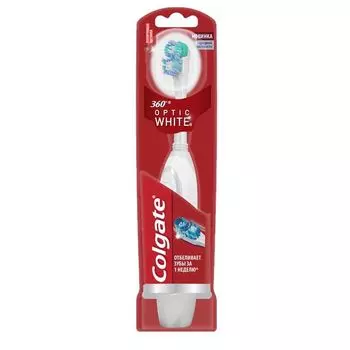 Щетка зубная средней жесткости на батарейках 360 Optic White Colgate/Колгейт (FCN10039)