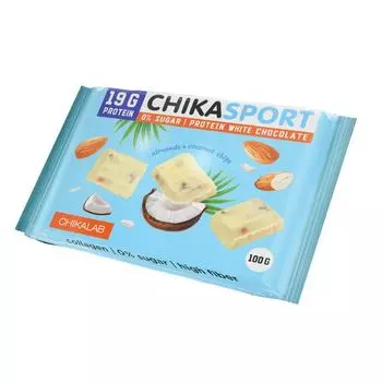 Шоколад белый с миндалем и кокосовыми чипсами ChikaLab 100г
