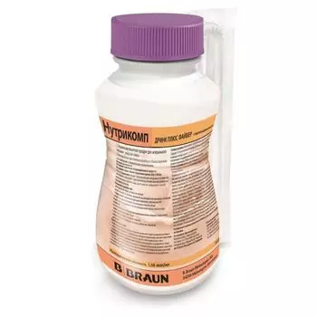 Смесь жидкая для энтерального питания вкус персика и абрикоса Плюс Файбер Nutricomp/Нутрикомп Дринк 200мл