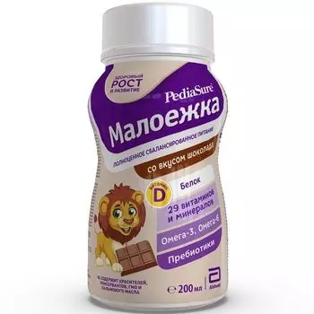 Смесь жидкая для детского питания вкус шоколада от 1 до 10 лет Малоежка PediaSure/ПедиаШур бут. 200мл