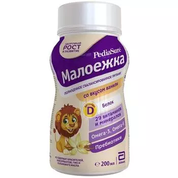 Смесь жидкая для детского питания вкус ванили от 1 до 10 лет Малоежка PediaSure/ПедиаШур бут. 200мл