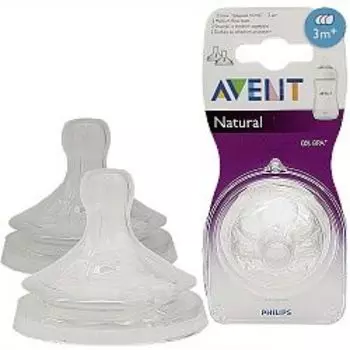 Соска Avent (Авент) Natural силиконовая медленный поток 2 шт.