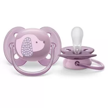 Соска-пустышка силиконовая ортодонтическая с футляром 6-18 мес. Ultra Soft Philips Avent (SCF092/05)