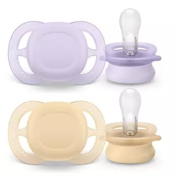 Соска-пустышка силиконовая ортодонтическая с щитком-нагубником с футляром 0-2 мес. Ultra Start Philips Avent 2шт (SCF075/01)