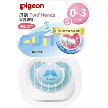 Соска-пустышка силиконовая от 0 мес. усы FunFriends Pigeon/Пиджен р.S