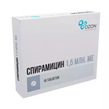 Спирамицин таблетки п/о плен. 1,5млн. МЕ 16шт