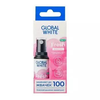 Спрей для полости рта освежающий Баббл Минт Global White/Глобал вайт 15мл