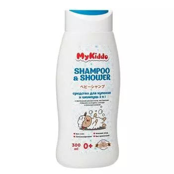 Средство для купания и шампунь 2в1 пантенол, бисаболол, ромашка, календула и лаванда MyKiddo 300мл